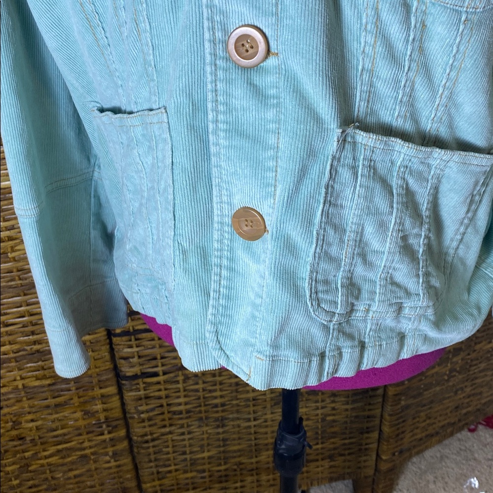 NWOT Tulle Plus seafoam green button up corduroy utility jacket 2X - Picture 4 of 10